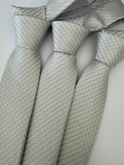 Gravata Semi Slim - Linha Selection - Prata Trabalhada