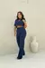 Conjunto cropped e calça pantalona em moletinho