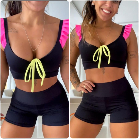 Conj De Short Black Neon