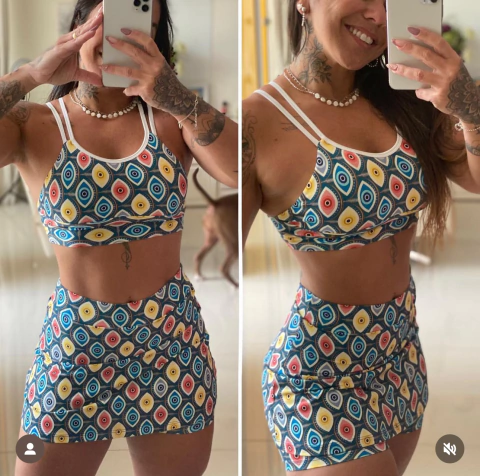 Conj de Short Saia Xô Uruca Colorido