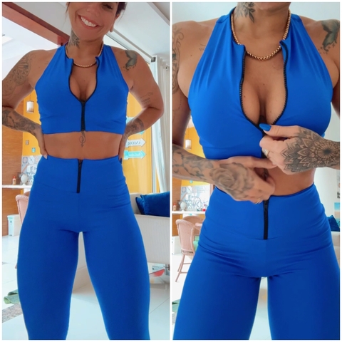 Conj de Legging Ziper Tratorado Azul Klein