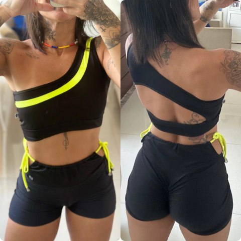 Conj de Short Preto com neon (modelo ipanema)
