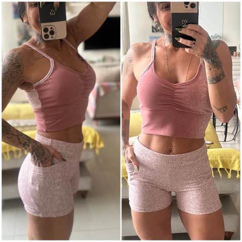 Conj Short com bolso (Top Gringa 3) - Rose - comprar online