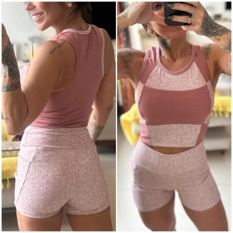 Conj Short com bolso (Top Cookie) - Rose - comprar online