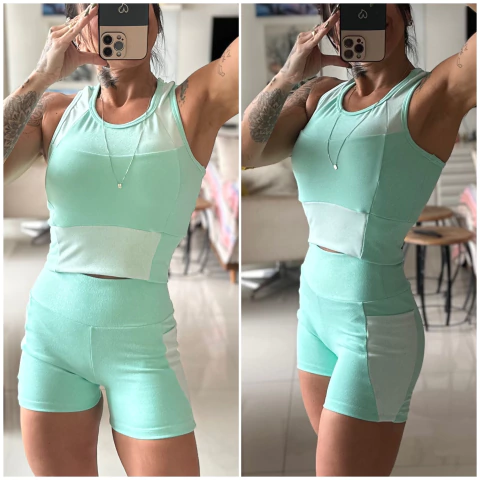 Conj Short com bolso (Top Cookie) - Verde agua - comprar online