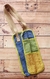 Bolso matero azul, borde verde lima - tienda online