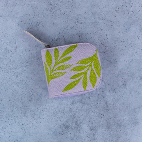 Billetera Pocket lila estampado verde lima - comprar online