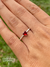 Anel Solitário Coração Aro Bolinhas Vermelho