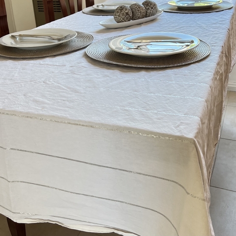 Mantel Tusor Lurex Plata 2,50 mts