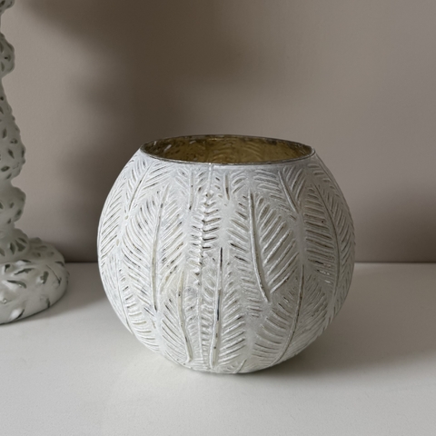 Portavela Diseño Hoja Blanco