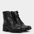 COTURNO COURO PRETO CANO BORDADO ACOLCHOADO - CONSTANCE - Isi Maria Boutique
