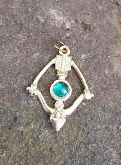 Pingente Ofá Dourado-Pedra verde