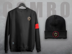 Combo Buzo + Beanie Santa Fe Rojo y Negro