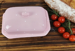 Manteigueira Retangular Baixa Rosa Poa - comprar online
