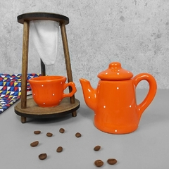 Kit Bule Café Individual Jumbo Laranja Poá