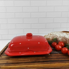 Manteigueira Retangular Baixa Vermelho Poa - Ordalha Ofertas | A Loja da Mesa Posta