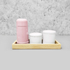 Kit Higiene Porcelana com Bandeja Retangular Média Rosa