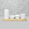 Kit Higiene Porcelana com Bandeja Retangular Grande Branco Poá Color