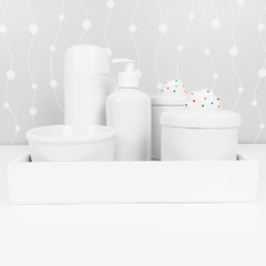 Kit Higiene C/ Garrafa Térmica Pote Algodão E Cotonete Nuvem Branco Poá - comprar online