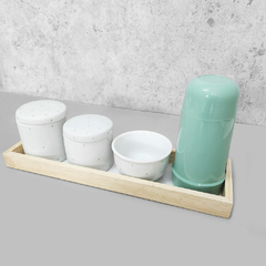 Kit Higiene Porcelana com Bandeja Retangular Grande Verde Poá - comprar online