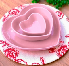 Conjunto Travessa Três Corações Rosa