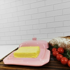 Manteigueira Retangular Baixa Rosa Poa - Ordalha Ofertas | A Loja da Mesa Posta
