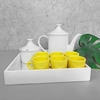 Jogo Café Words Com Bandeja Quadrada Espelhada Amarelo