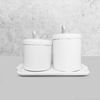 Kit Bandeja Porta Algodão E Cotonete Porcelana Passaro Prata