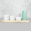 Kit Higiene Porcelana com Bandeja Retangular Grande Verde Poá