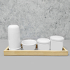 Kit Higiene Porcelana com Bandeja Retangular Grande Branco