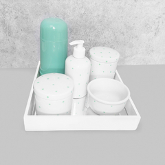 Kit Higiene C/ Garrafa Térmica Verde E Bandeja Quadrada Poá - comprar online