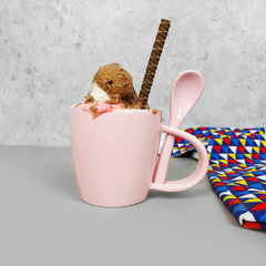 Caneca Com Colher 300 ml Rosa