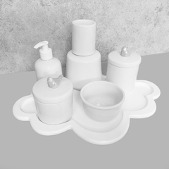 Kit Higiene C/ Moringa Cilindrica E Bandeja Nuvem Pássaro Prata - comprar online