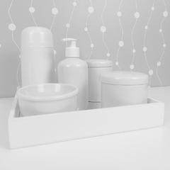 Kit Higiene C/ Garrafa Térmica Branca E Bandeja Quadrada - comprar online