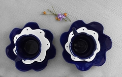 Conjunto Xícara 100 Ml Flor Cobalto Poá - comprar online
