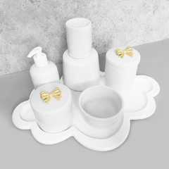 Kit Higiene C/ Moringa Cilindrica E Bandeja Nuvem Laço Dourado - comprar online