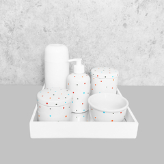 Kit Higiene C/ Garrafa Térmica Branca E Bandeja Quadrada Poá - comprar online