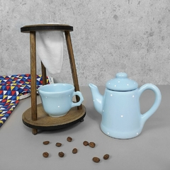 Kit Bule Café Individual Jumbo Azul Poá