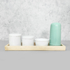 Kit Higiene Porcelana com Bandeja Retangular Grande Verde