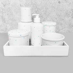 Kit Higiene C/ Moringa Cilindrica E Bandeja Quadrada Azul Poá