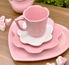 Conjunto Prato Coração Flor Rosa - comprar online