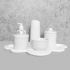Kit Higiene C/ Garrafa Térmica Pote Algodão E Cotonete Nuvem Prata
