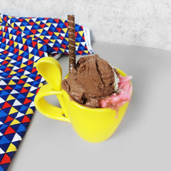 Caneca Com Colher 300 ml Amarelo Poa na internet