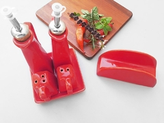 Conjunto Galheteiro E Guardanapo De Mesa Vermelho - comprar online