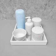 Kit Higiene C/ Garrafa Térmica Azul e Bandeja Quadrada Poá - comprar online