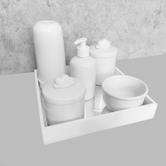 Kit Higiene C/ Garrafa Térmica Pote Algodão E Cotonete Nuvem Branco - comprar online