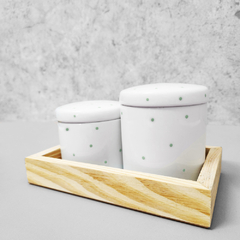 Kit Higiene Porcelana com Bandeja Retangular Pequena Verde Poá - comprar online