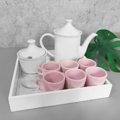 Jogo Café Com Bandeja Quadrada Espelhada Rosa na internet