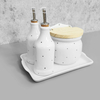 Conjunto Bandeja Saleiro e Galheteiro Porcelana Poá Preto
