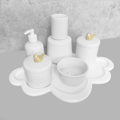 Kit Higiene C/ Moringa Cilindrica E Bandeja Nuvem Passaro Dourado - comprar online